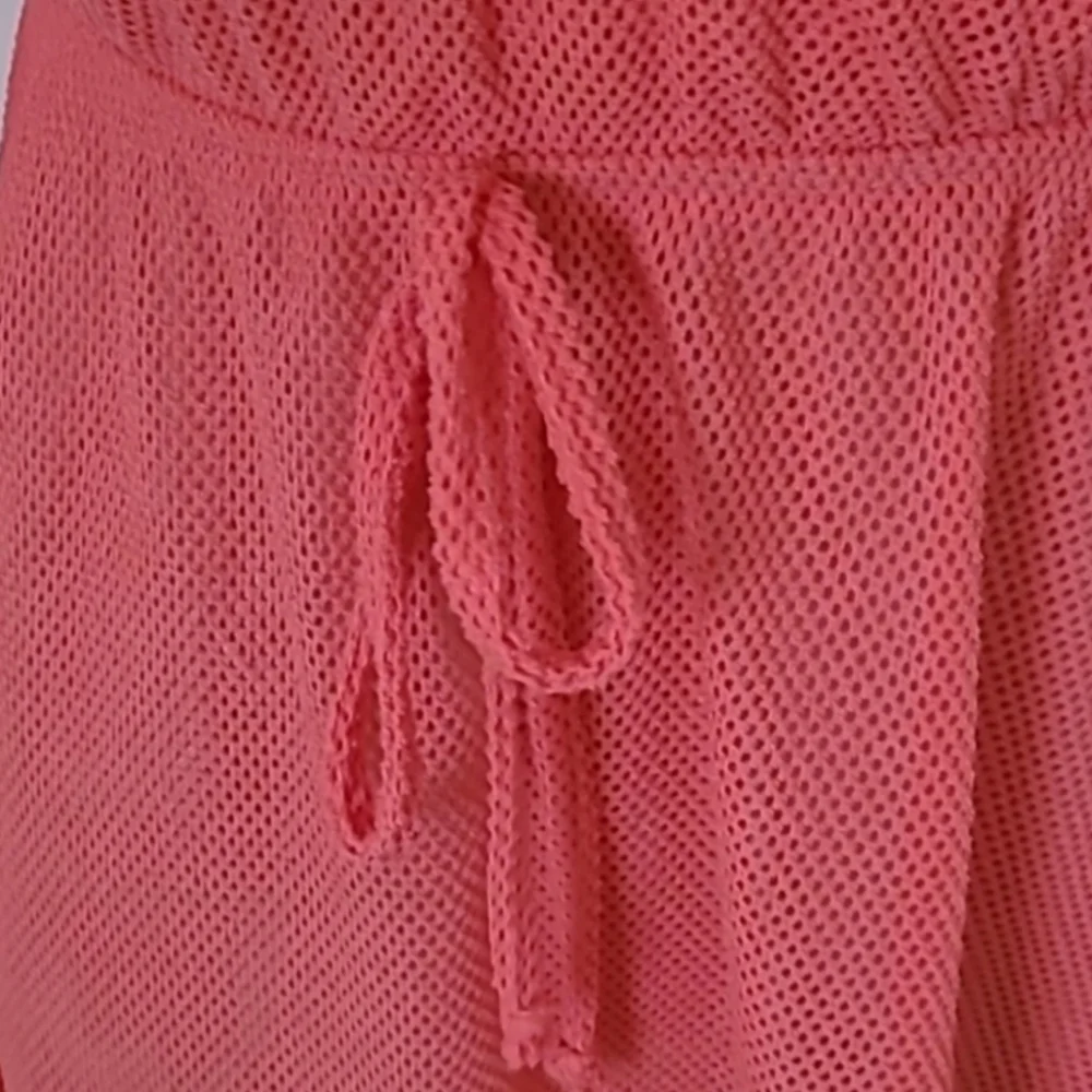 Francesca's Resortwear Mesh Long Sleeve Coral Mini Dress Coverup M/L